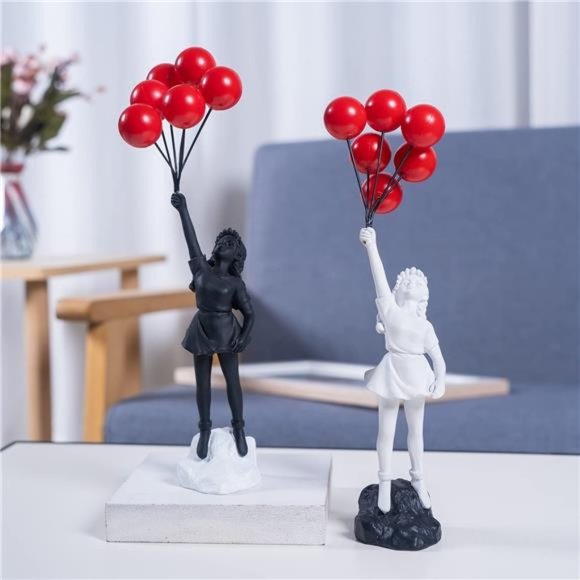 New in Box - Flying Balloons Girl Statue, Modern Art Sculptures for Home Decor - Picture 2 of 6